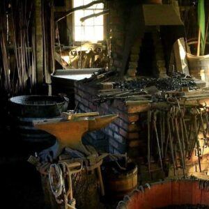 Photo of a traditional blacksmith shop