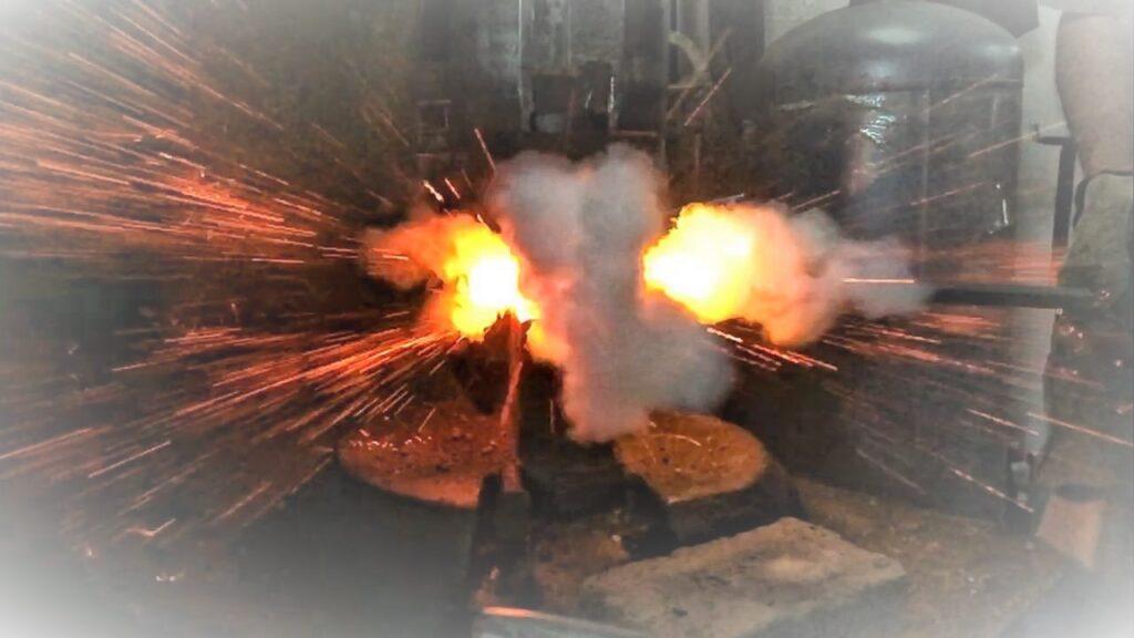 Photo of damascus steel being forged